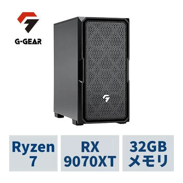 eX.computer イーエックスコンピュータゲーミングPC G-GEAR GE7A-L262BH/C/CP4 Ryzen7 9800X3D /RADEON RX9070XT /32GBメモリ /2TB SSD /WiFi7+BT対応、水冷仕様